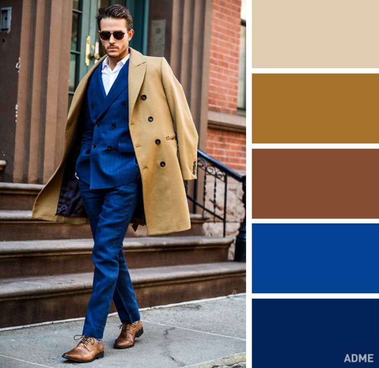 come abbinare i colori abbigliamento uomo blu beige marrone